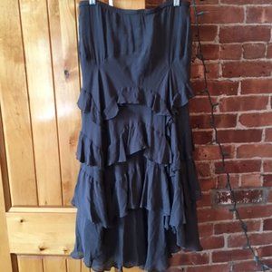 DNKY Grey Ruffle Silk Skirt